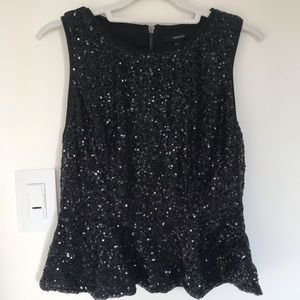 Forever 21 Black Sequin Peplum Top